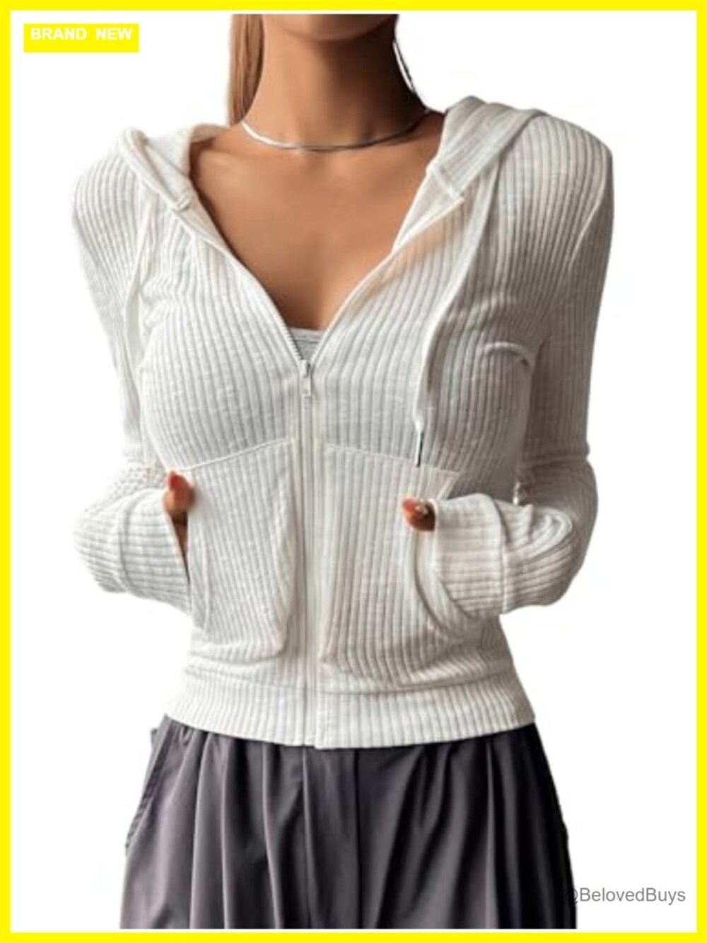 Women's Cropped Zip Up Hoodie Long Sleeve Y2K Lightweight Jacket